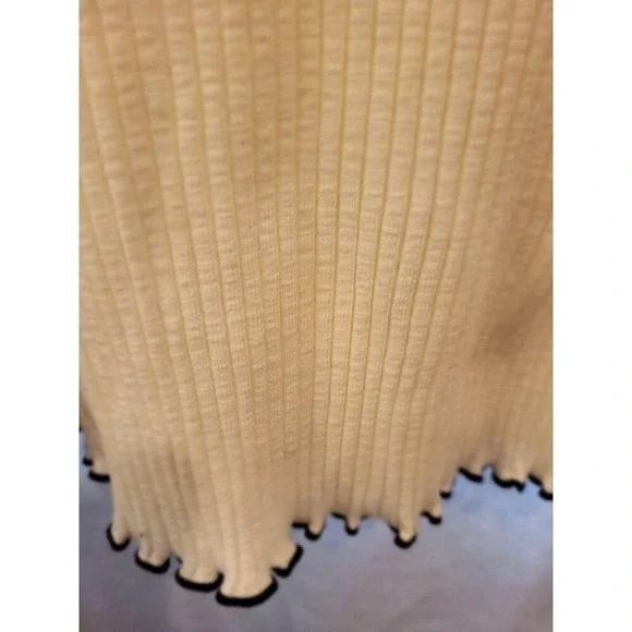 H&M Divided Cream Ribbed Lettuce Edge Long Sleeve Mini Dress NWT Size M - Picture 5 of 7